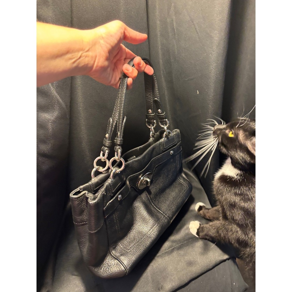 Coach Penelope Black Pebbled Leather Shopper Tote Bag F14680